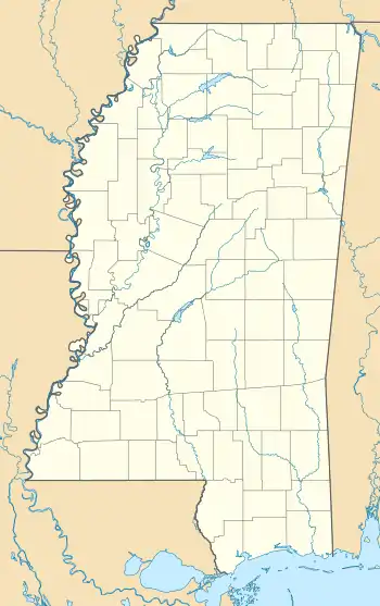 Map of Mississippi showing the general location of the Natchez District