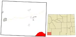 Location in Uinta County and the state of Wyoming