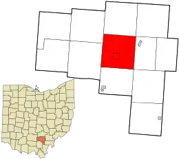 Location in Vinton County and the state of Ohio.