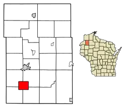 Location of Shell Lake in Washburn County, Wisconsin.
