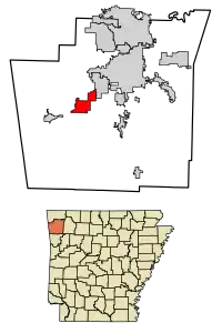 Location of Prairie Grove in Washington County, Arkansas.