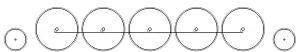 Diagram of one small leading wheel, five large driving wheels joined together with a coupling rod, and one small trailing wheel