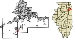 Location of Godley in Will County, Illinois.