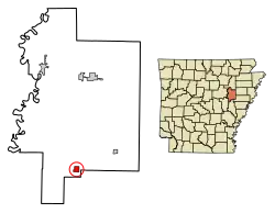 Location of Cotton Plant in Woodruff County, Arkansas.