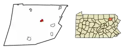 Location of Tunkhannock in Wyoming County, Pennsylvania
