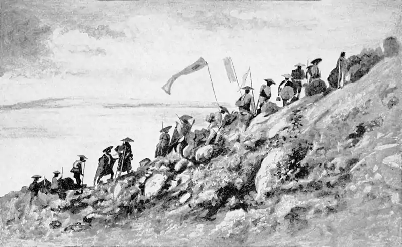 A pilgrim club ascending Ontaké.png