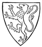 Fig. 34.—Armorial bearings of Henry de Lacy, Earl of Lincoln (d. 1311): Or, a lion rampant purpure. (From his seal.)