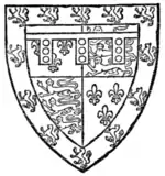 Fig. 316.—Arms of Richard of Conisburgh, Earl of Cambridge. (From MS. Cott., Julius C. vii.)