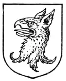 Fig. 421.—Gryphon's head erased.