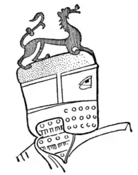 Fig. 570.—"Pot-Helmet," from the Eneit of Heinrich von Veldeke.