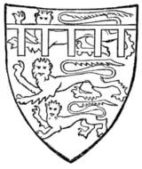 Fig. 705.—Edward of Carnarvon, Prince of Wales (afterwards Edward II.), bore before 1307: England with a label azure. (From his seal, 1305.)