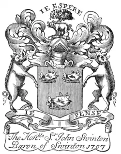 Fig. 739.—Bookplate of Sir John Swinton of that Ilk, 1707.