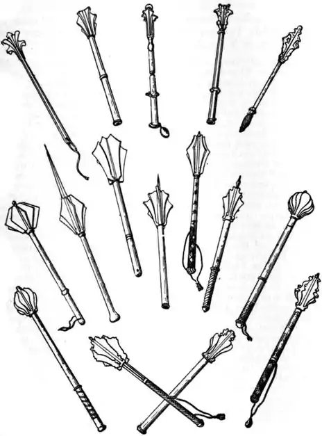 EB1911 - Mace - Fig. 1.—Group of War Maces of the 15th and 16th centuries.jpg