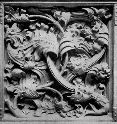 EB1911 Wood-Carving - Panel from front of stalls, Ulm Cathedral.jpg