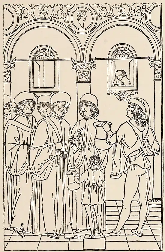 Fig. 32.—The Physician. From the "Fasciculus Medicinæ." Venice, 1500.