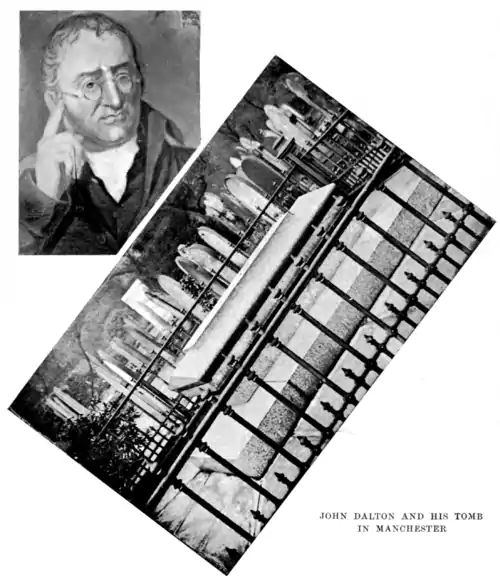 montage of John Dalton and his tomb in Manchester