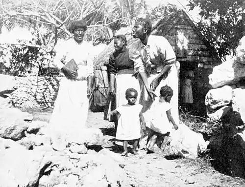 Family represented in a village scene