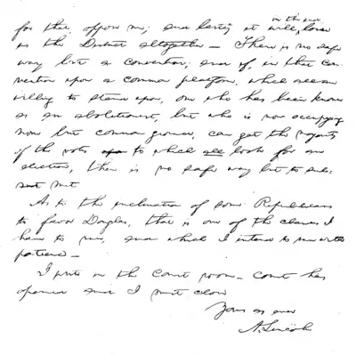 Recollections of Abraham Lincoln - Letter to W.H. Lamon June 11 1858 Page 2.png