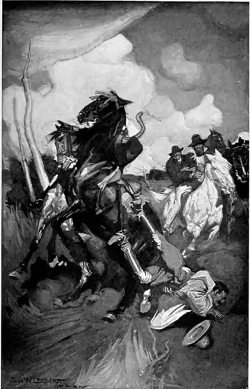 Stingaree toppled out of the saddle (Stingaree, 1908, pg198).png