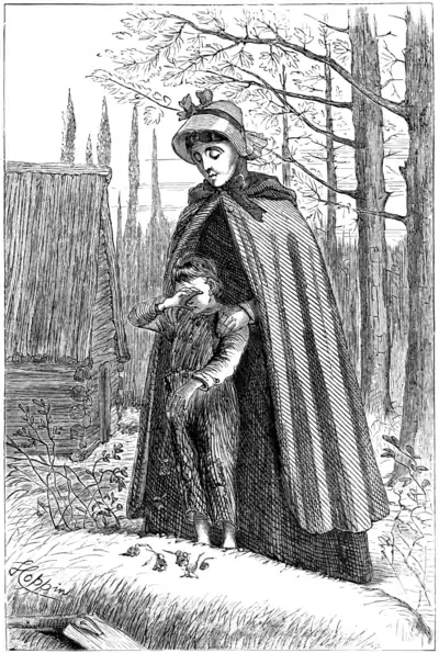 MRS. HAWKINS AND CLAY AT THE GRAVE OF HIS MOTHER.