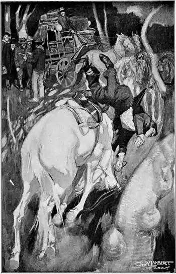 The mare spun round, bucking as she spun (Stingaree, 1908, pg238).png