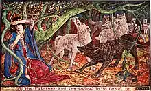 The princess and the wolves in the forest