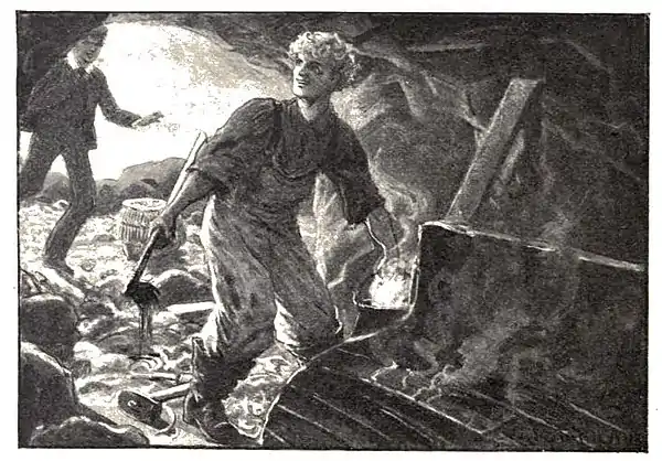 "Whisked himself round and held his tar-kettle and brush out like a pair of balances."