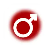 Symbol on a blood-red / iron-rust background